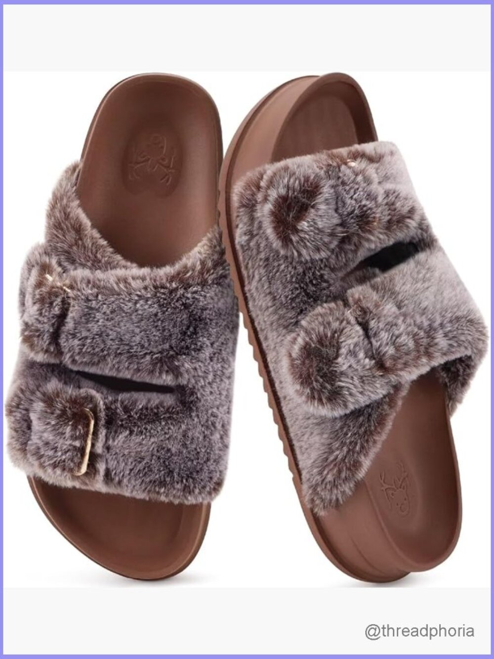 Womens Fluff Slippers Arch Support Platform Open Toe Faux Fur Sliders House